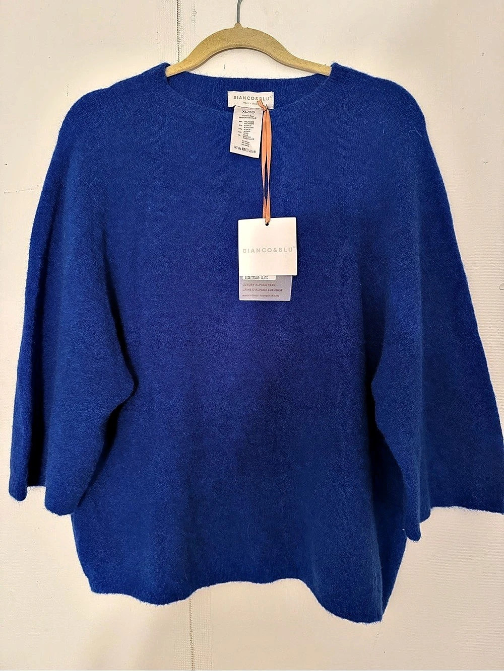 Bianco&Blu Blue Alpaca Blend Crewneck Sweater XL NWT